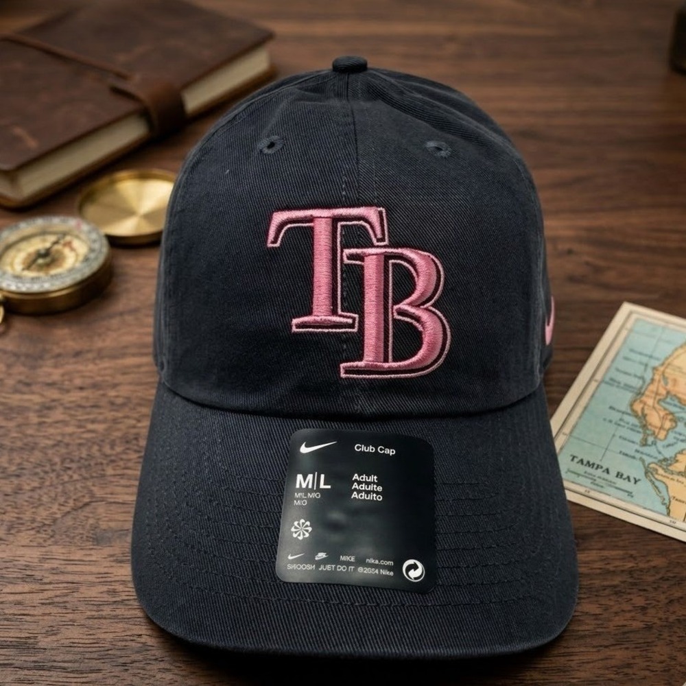 NWT Nike Tampa Bay Rays Club Cap Hat Adult M/L Adjustable Pink Logo MLB